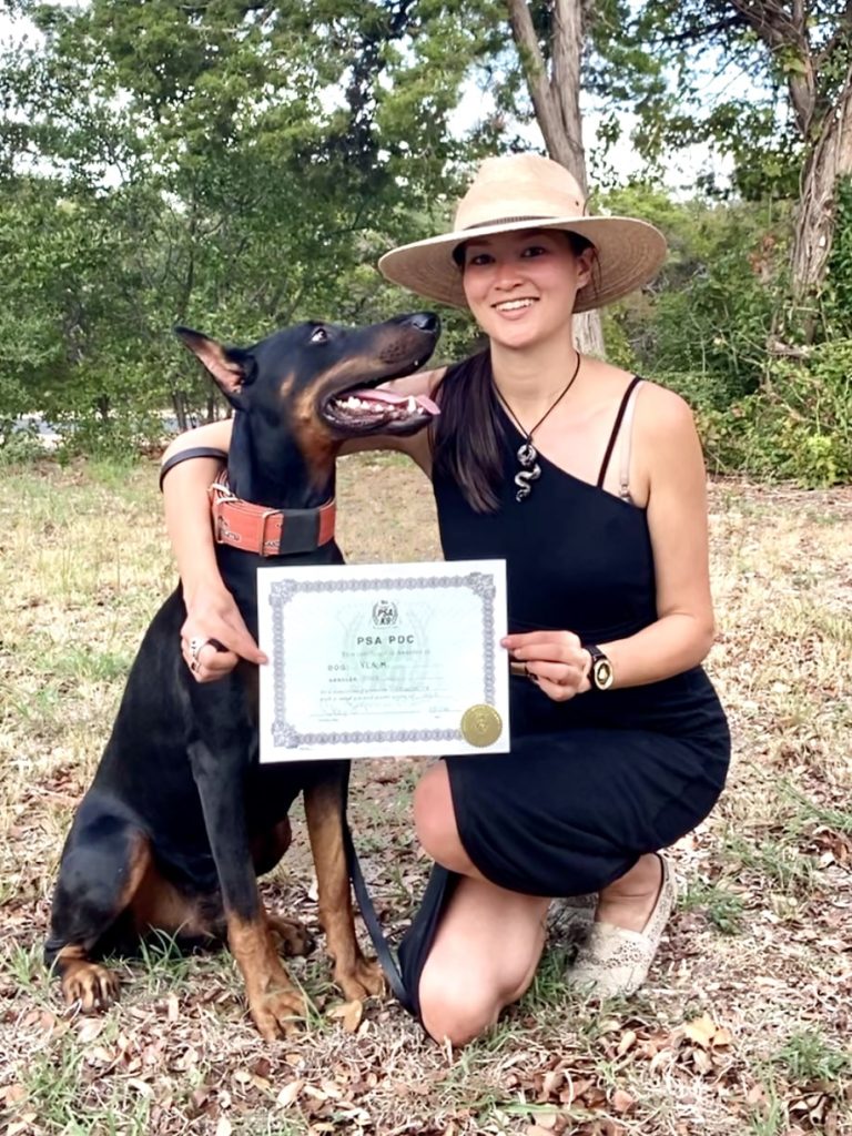 trainer mara soo and trained protection dog