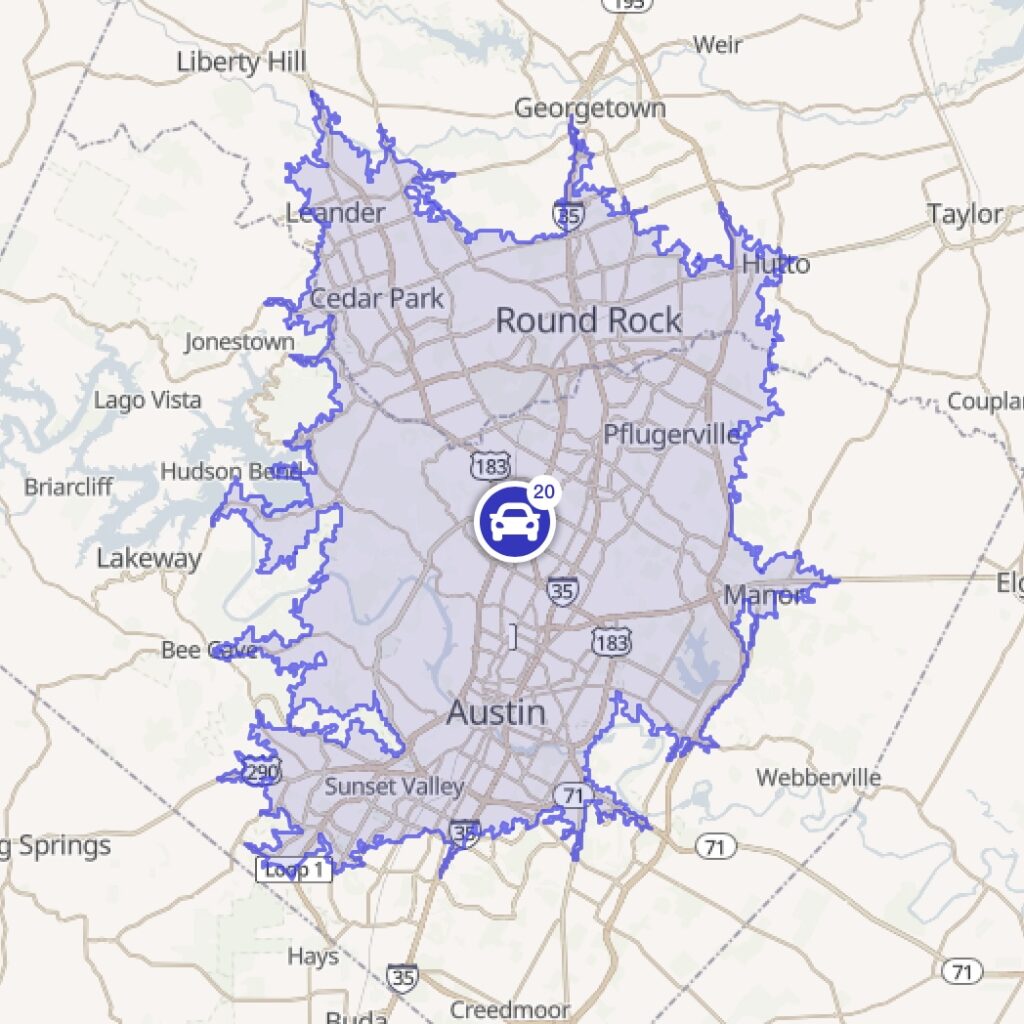 Austin in home dog training map